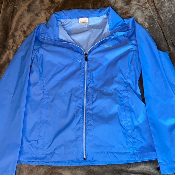 Columbia Womens Light Blue Packable Rain Jacket Size MD - Picture 2 of 8
